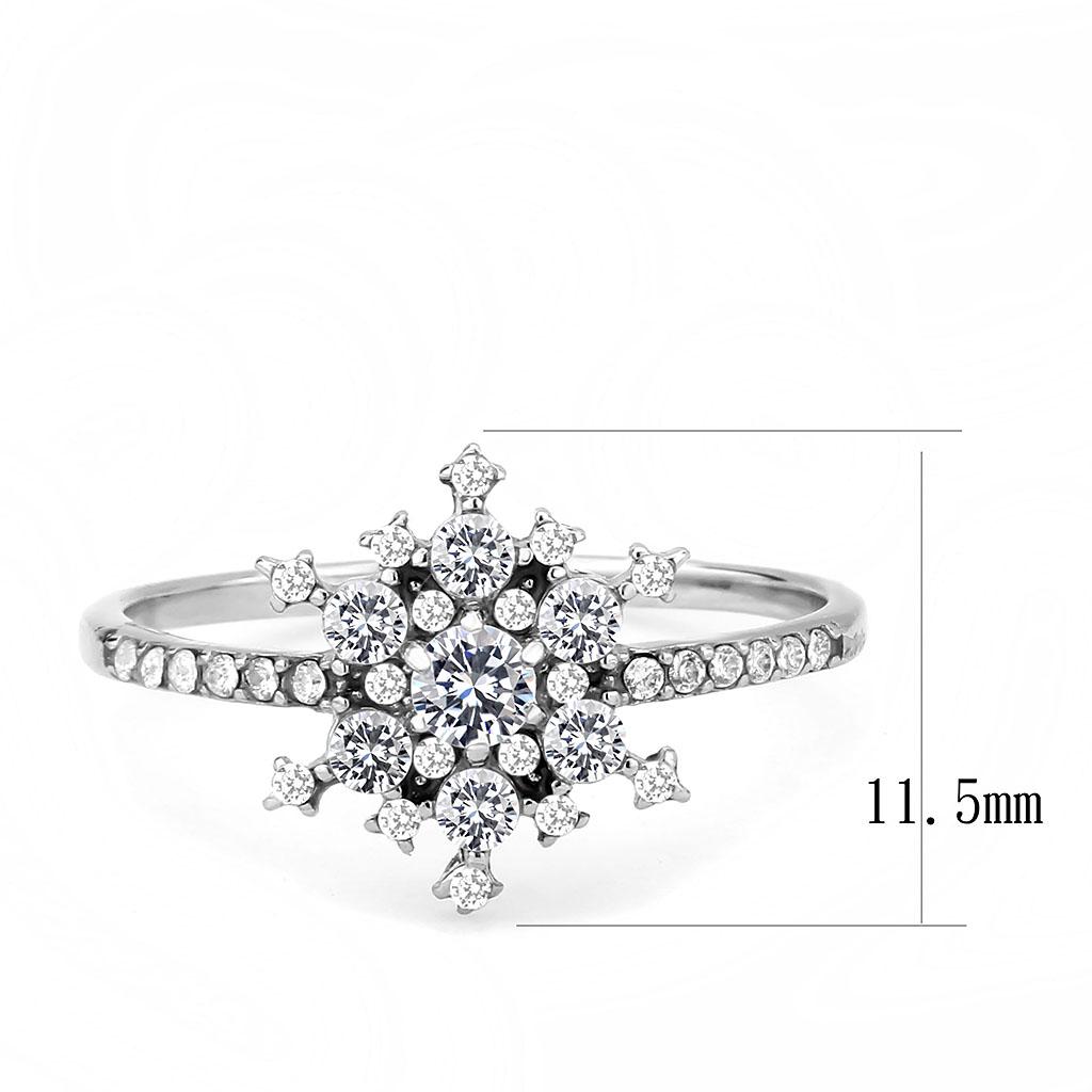 DA317 - No Plating Stainless Steel Ring with AAA Grade CZ  in Clear-1