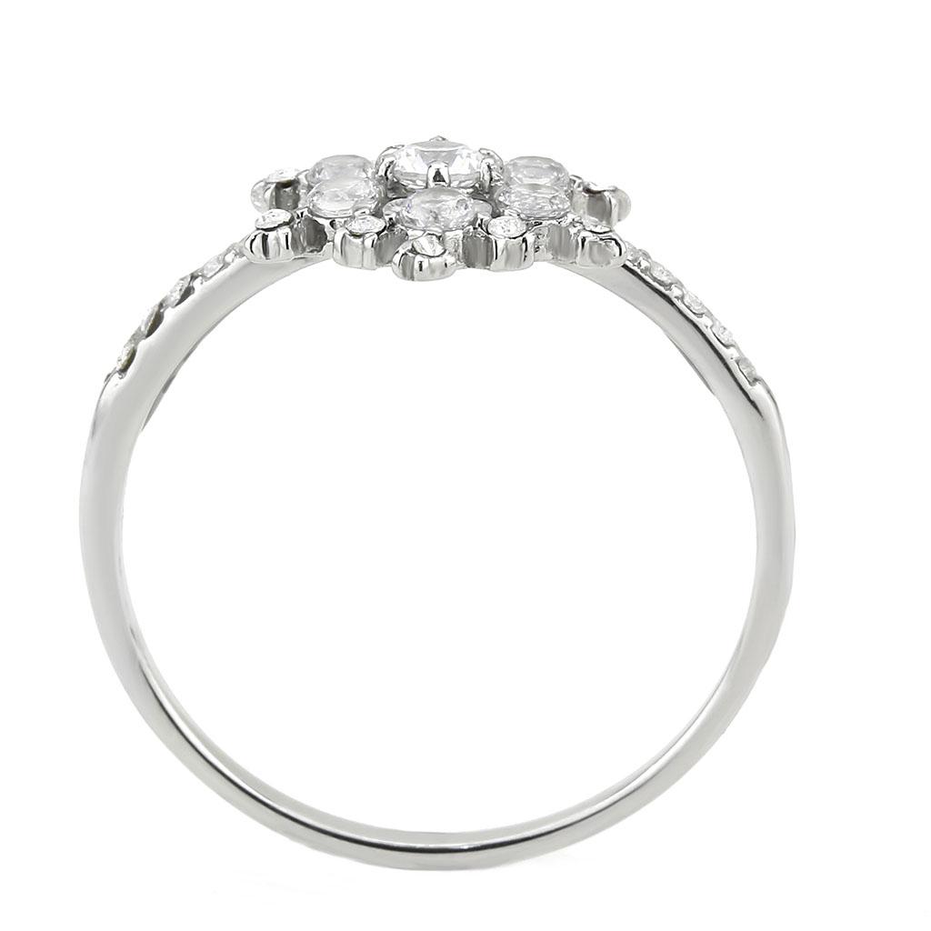 DA317 - No Plating Stainless Steel Ring with AAA Grade CZ  in Clear-2