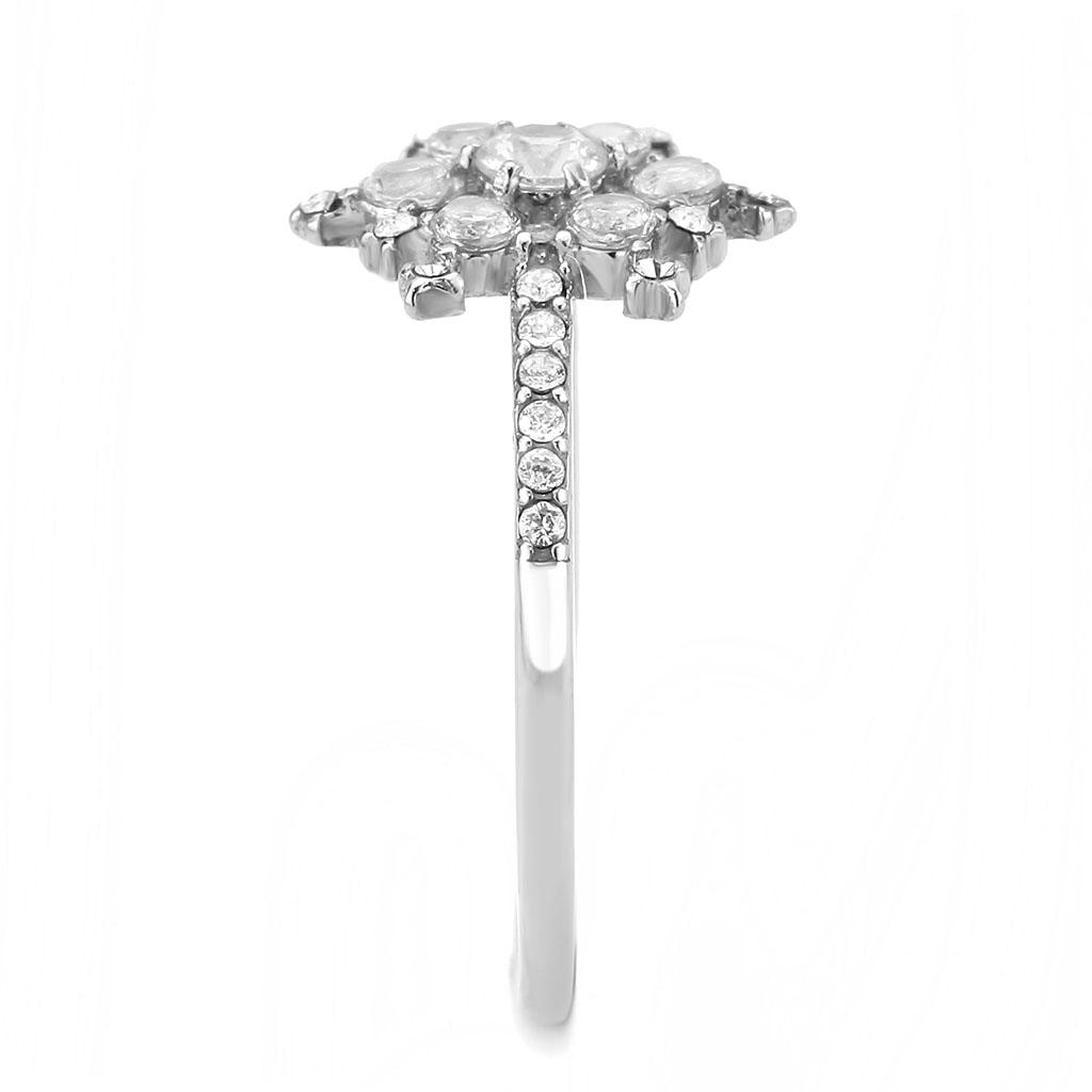 DA317 - No Plating Stainless Steel Ring with AAA Grade CZ  in Clear-3