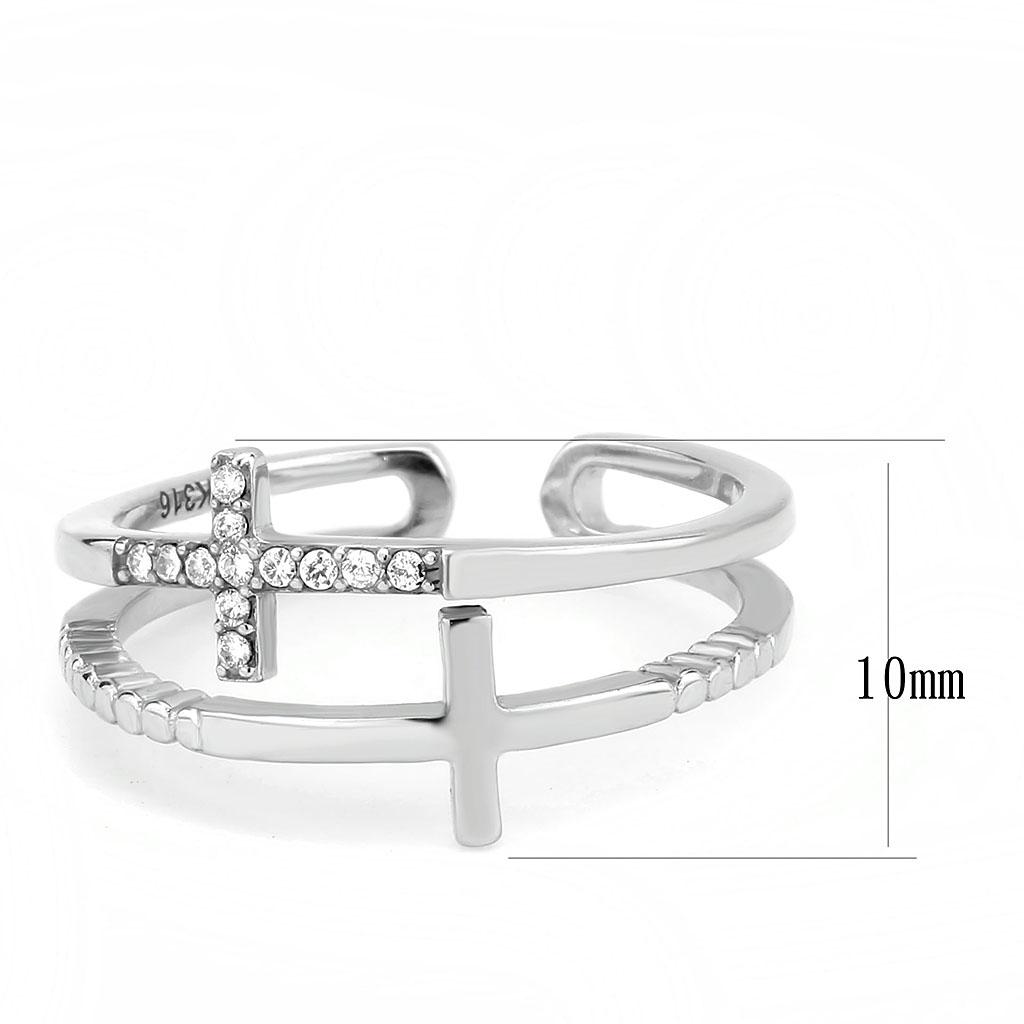 DA319 - No Plating Stainless Steel Ring with AAA Grade CZ  in Clear-1