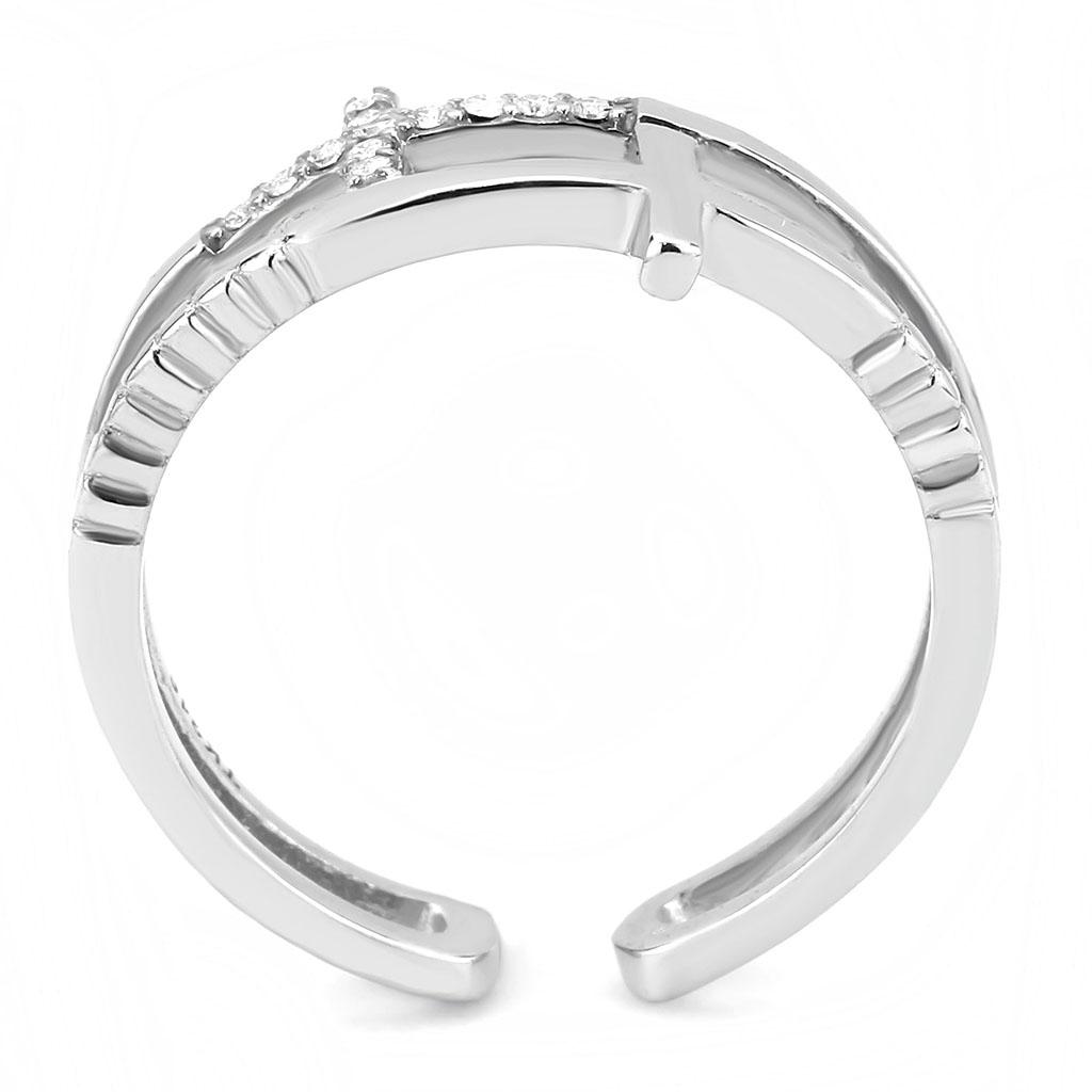 DA319 - No Plating Stainless Steel Ring with AAA Grade CZ  in Clear-2