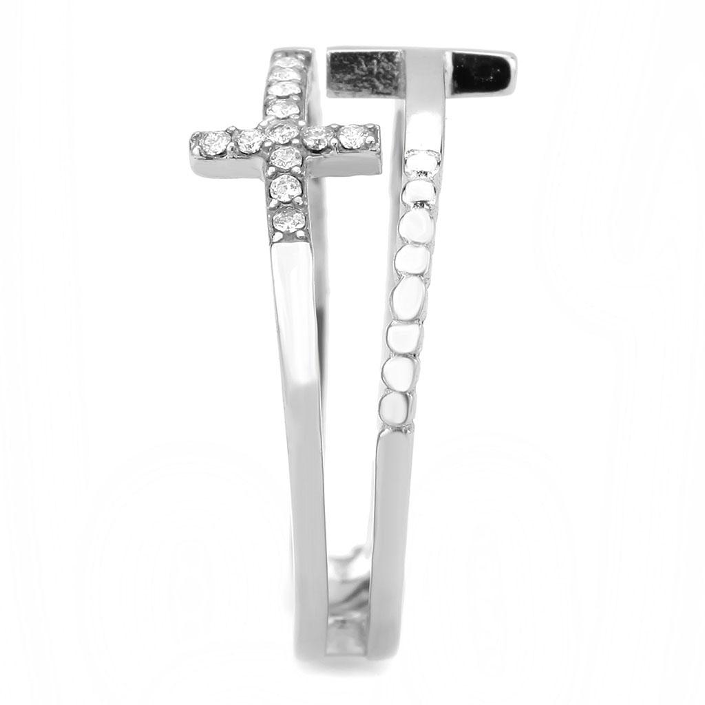 DA319 - No Plating Stainless Steel Ring with AAA Grade CZ  in Clear-3