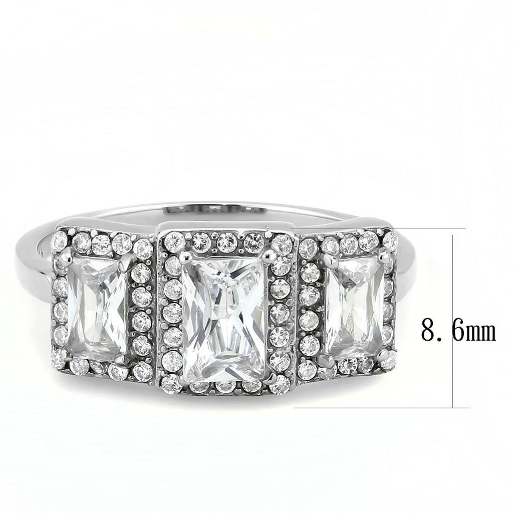 DA322 - No Plating Stainless Steel Ring with AAA Grade CZ  in Clear-1