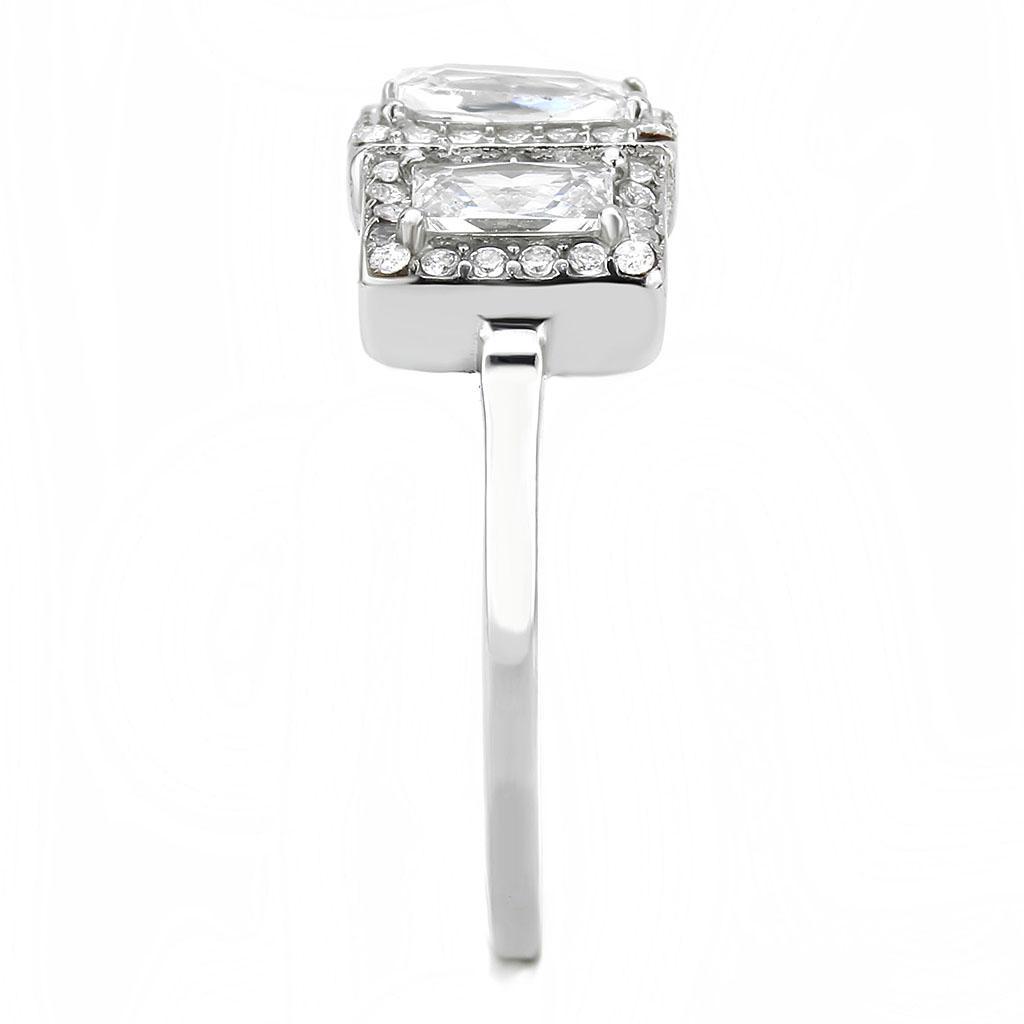 DA322 - No Plating Stainless Steel Ring with AAA Grade CZ  in Clear-3