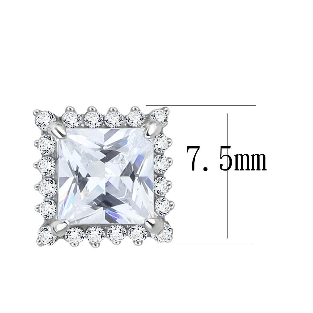 DA326 - No Plating Stainless Steel Earrings with AAA Grade CZ  in Clear-1