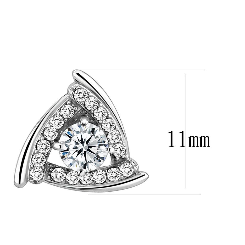 DA328 - No Plating Stainless Steel Earrings with AAA Grade CZ  in Clear-1