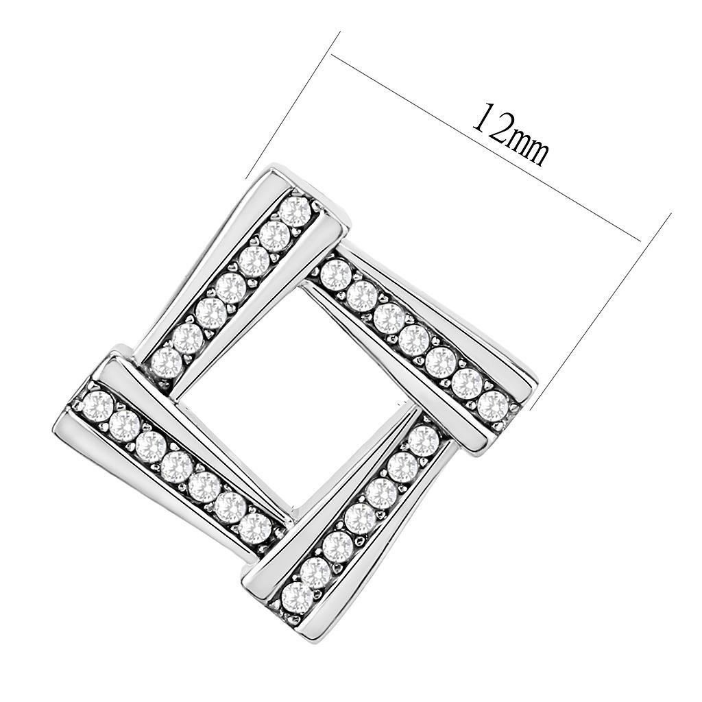 DA333 - No Plating Stainless Steel Earrings with AAA Grade CZ  in Clear-1
