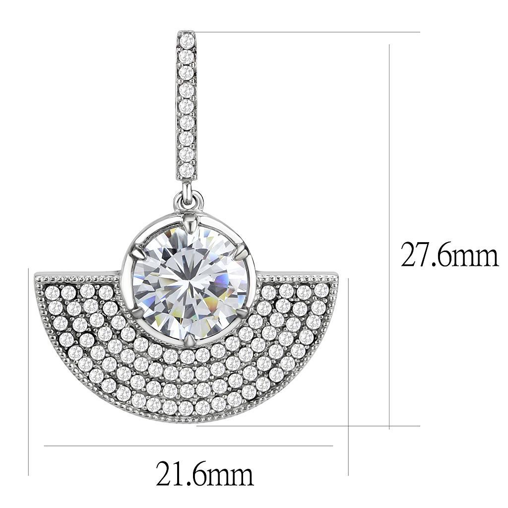 DA334 - No Plating Stainless Steel Earrings with AAA Grade CZ  in Clear-1