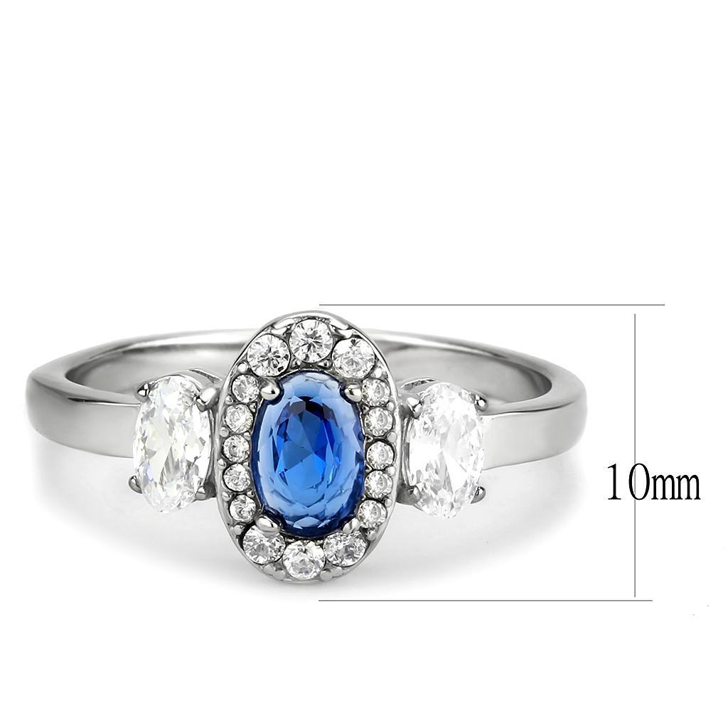 DA337 - No Plating Stainless Steel Ring with Synthetic Spinel in London Blue-1