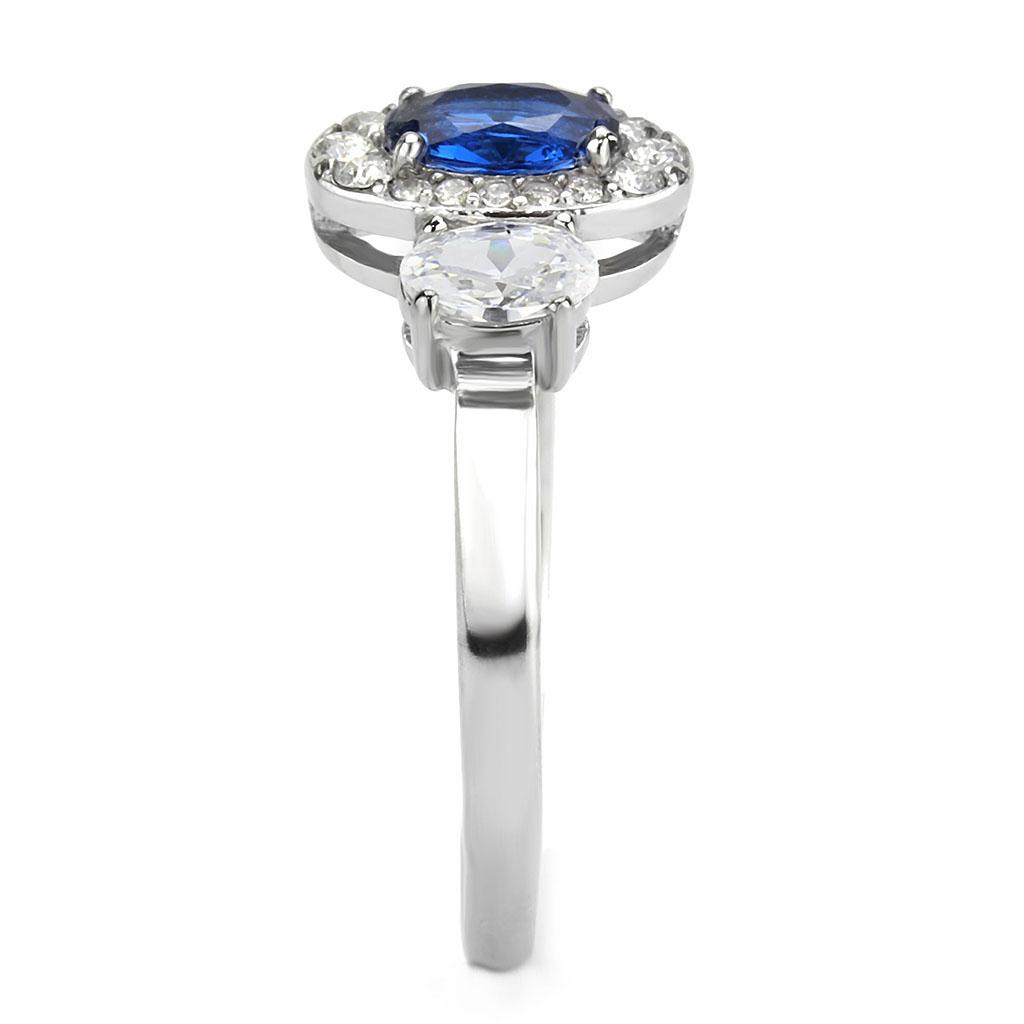 DA337 - No Plating Stainless Steel Ring with Synthetic Spinel in London Blue-3