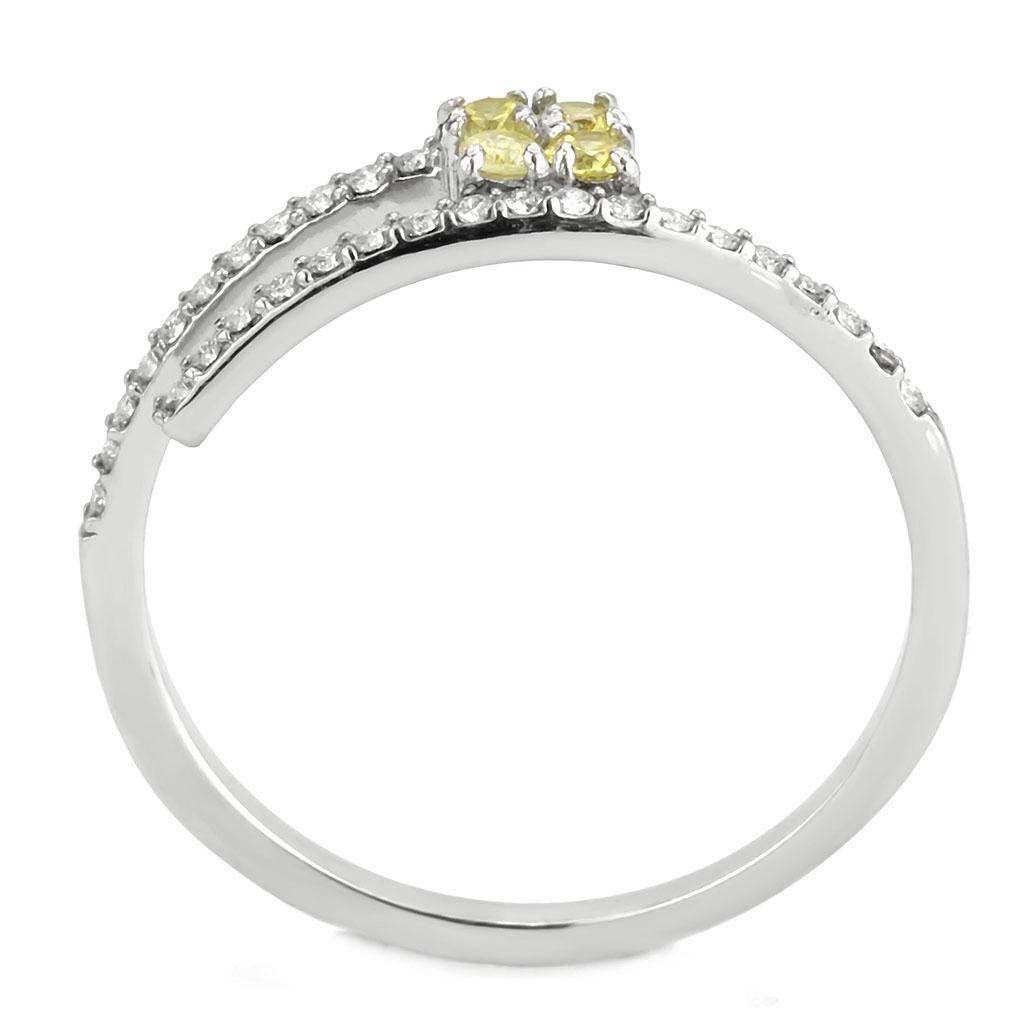 DA338 - No Plating Stainless Steel Ring with AAA Grade CZ  in Topaz-2