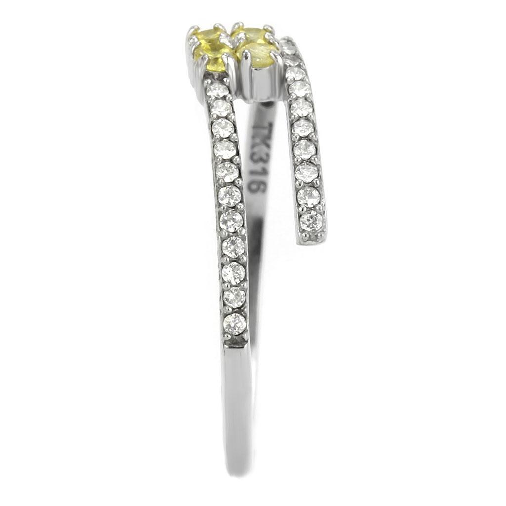 DA338 - No Plating Stainless Steel Ring with AAA Grade CZ  in Topaz-3