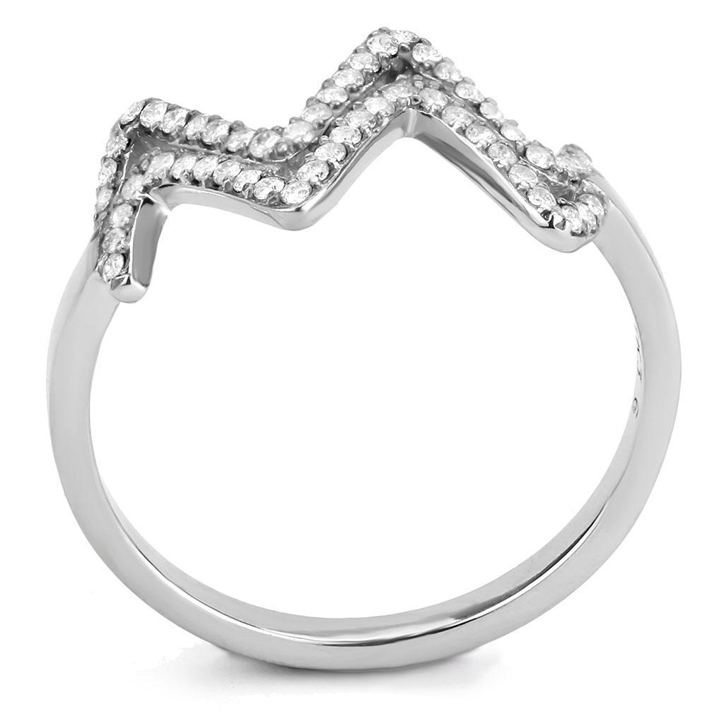 DA339 - No Plating Stainless Steel Ring with AAA Grade CZ  in Clear-2