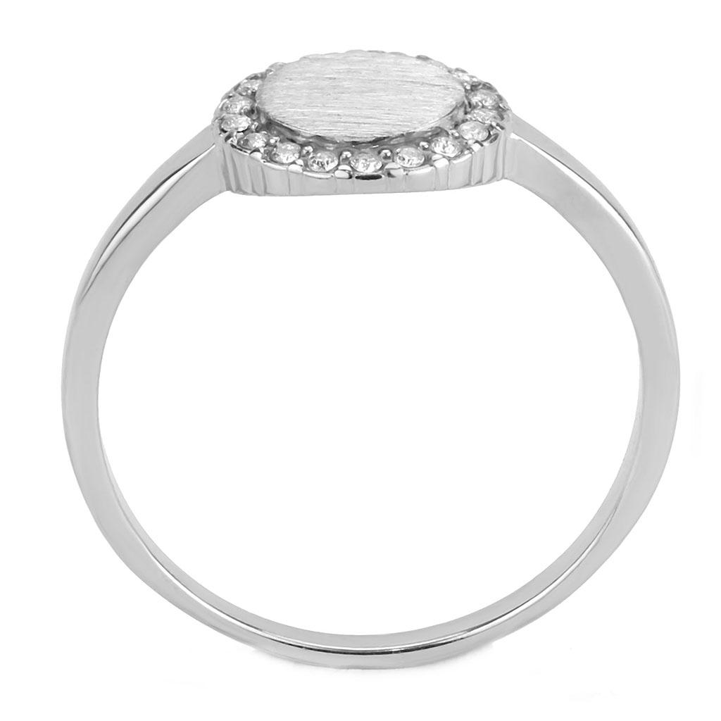 DA340 - No Plating Stainless Steel Ring with AAA Grade CZ  in Clear-2