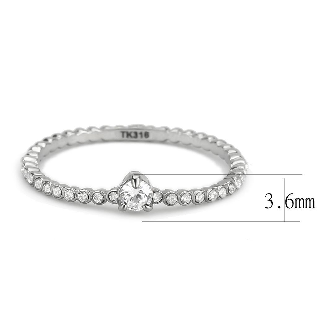 DA343 - No Plating Stainless Steel Ring with AAA Grade CZ  in Clear-1