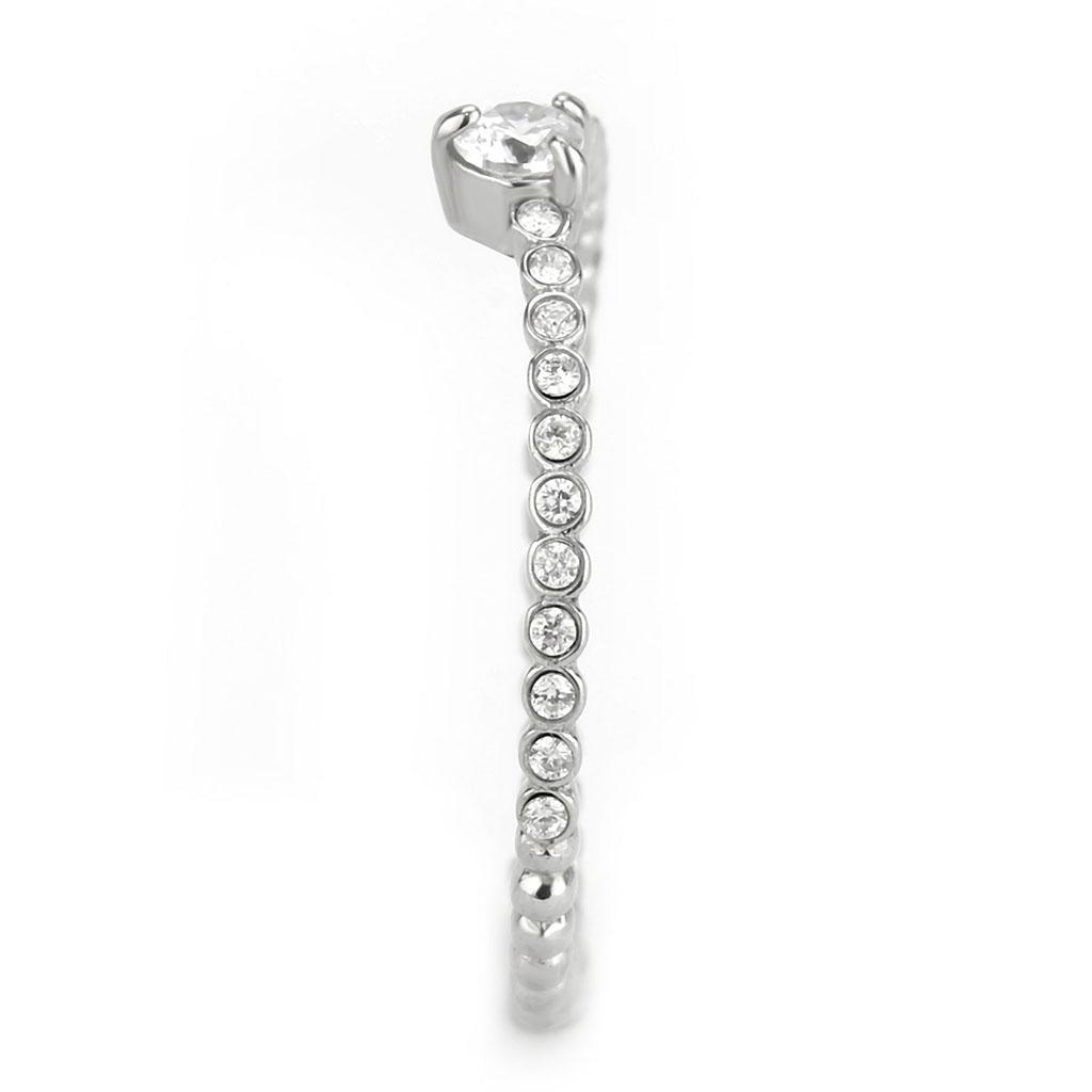 DA343 - No Plating Stainless Steel Ring with AAA Grade CZ  in Clear-3