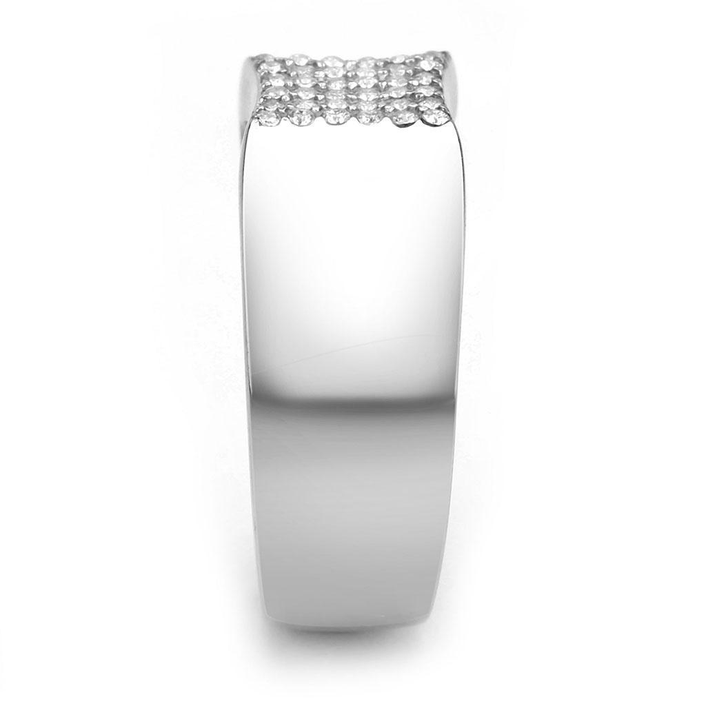DA345 - No Plating Stainless Steel Ring with AAA Grade CZ  in Clear-3