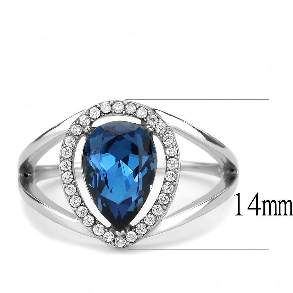 DA349 - High polished (no plating) Stainless Steel Ring with Top Grade Crystal  in Montana-1