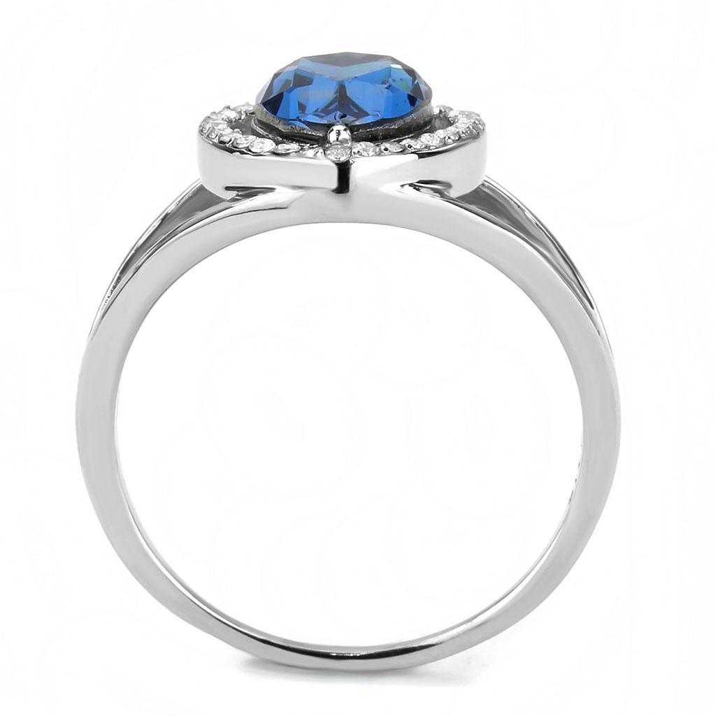 DA349 - High polished (no plating) Stainless Steel Ring with Top Grade Crystal  in Montana-2