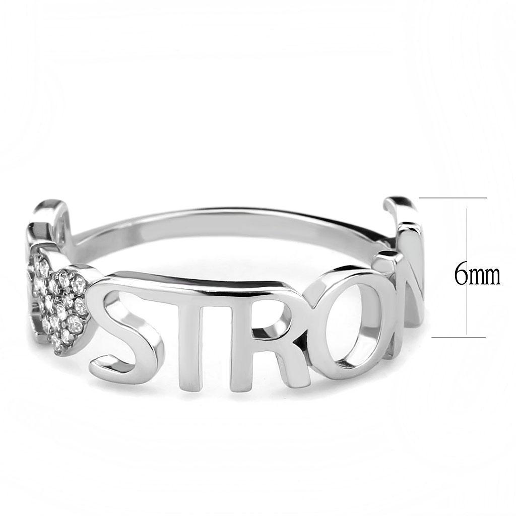 DA356 - High polished (no plating) Stainless Steel Ring with AAA Grade CZ  in Clear-1