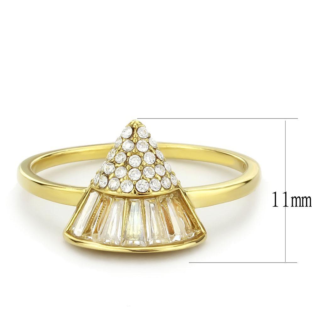 DA359 - IP Gold(Ion Plating) Stainless Steel Ring with AAA Grade CZ  in Clear-1