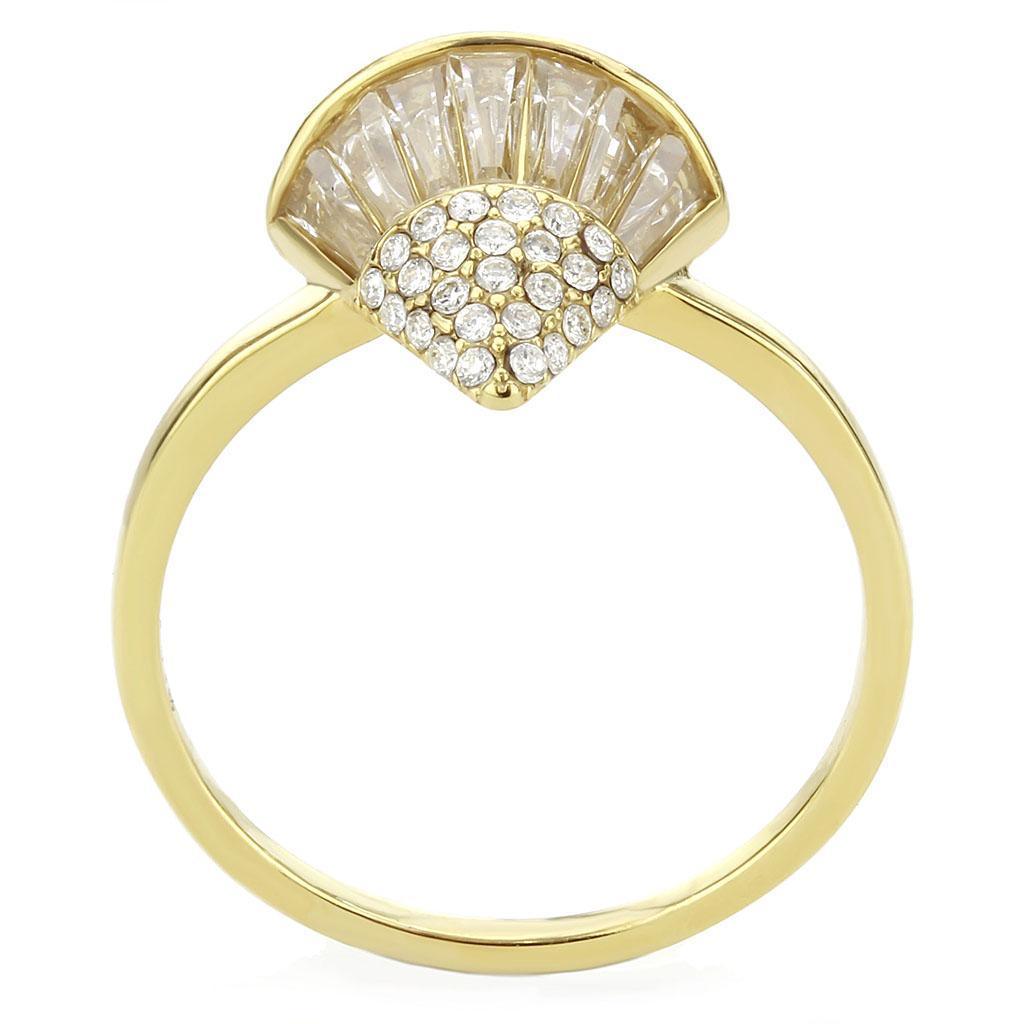 DA359 - IP Gold(Ion Plating) Stainless Steel Ring with AAA Grade CZ  in Clear-2