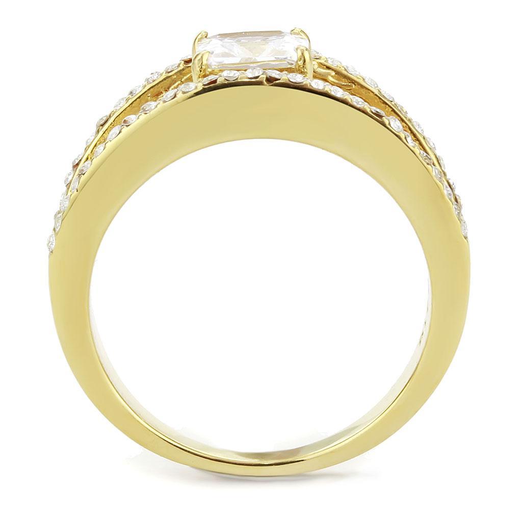 DA360 - IP Gold(Ion Plating) Stainless Steel Ring with AAA Grade CZ  in Garnet-2