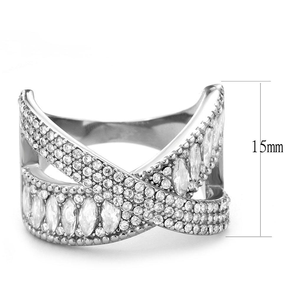 DA361 - High polished (no plating) Stainless Steel Ring with AAA Grade CZ  in Clear-1