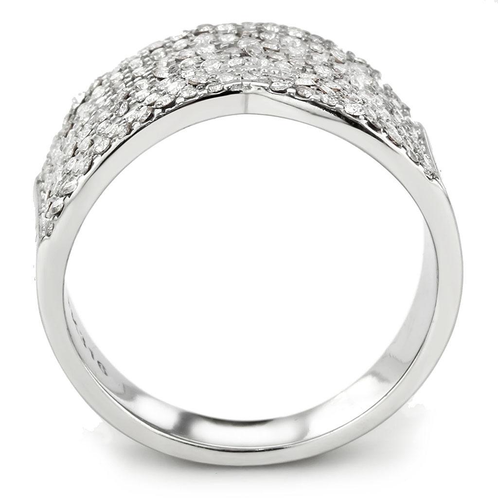 DA362 - High polished (no plating) Stainless Steel Ring with AAA Grade CZ  in Clear-2