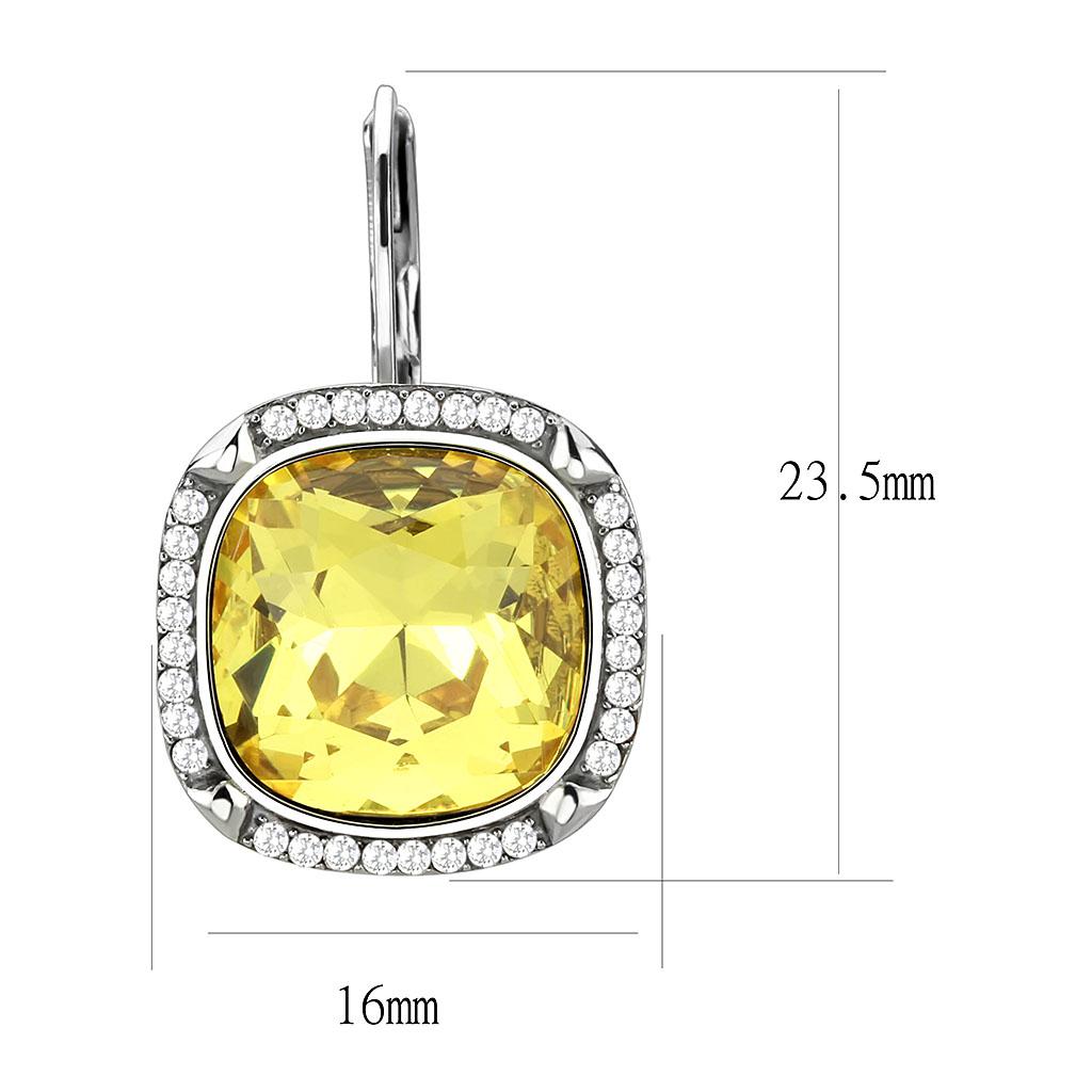 DA379 - High polished (no plating) Stainless Steel Earrings with Top Grade Crystal  in Topaz-1
