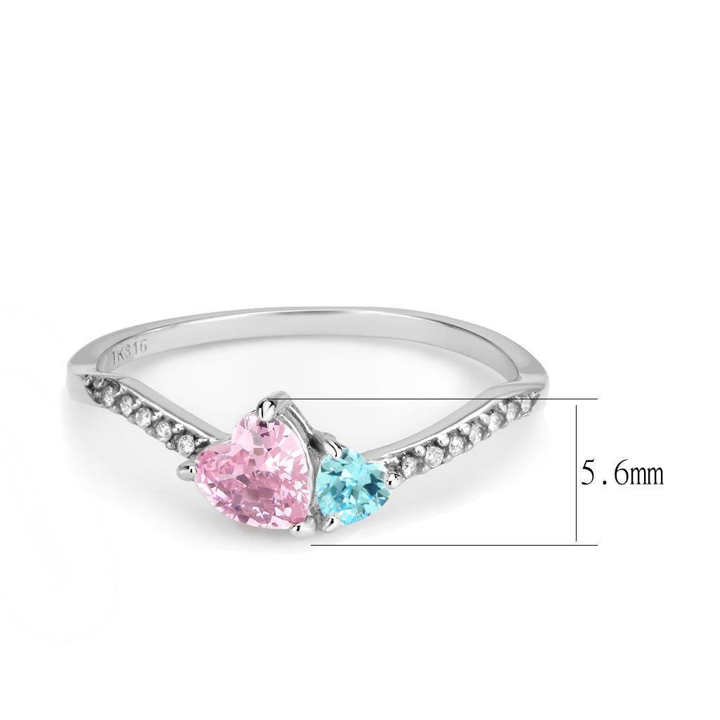 DA384Q - High polished (no plating) Stainless Steel Ring with AAA Grade CZ  in Multi Color-1