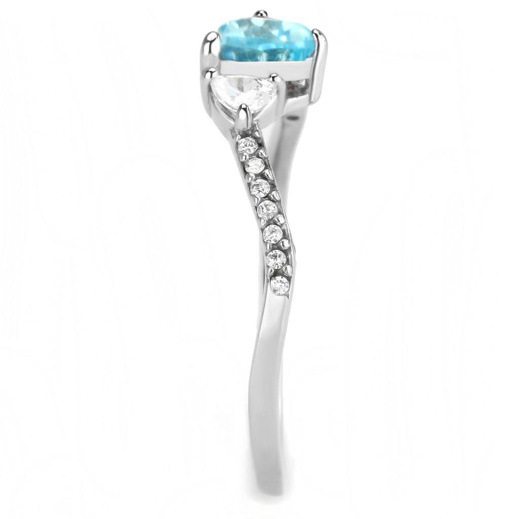 DA384Q - High polished (no plating) Stainless Steel Ring with AAA Grade CZ  in Multi Color-3