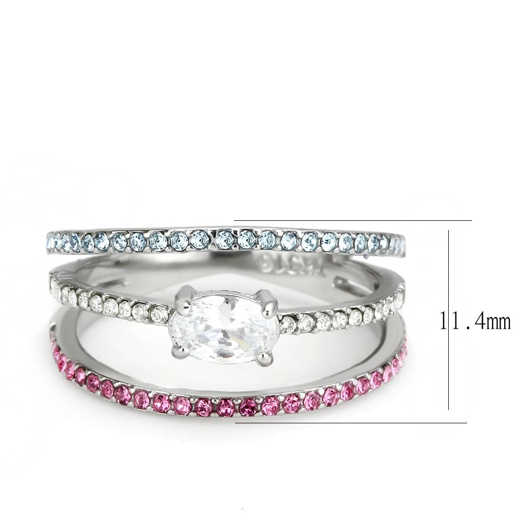 DA386 - High polished (no plating) Stainless Steel Ring with AAA Grade CZ  in Multi Color-1