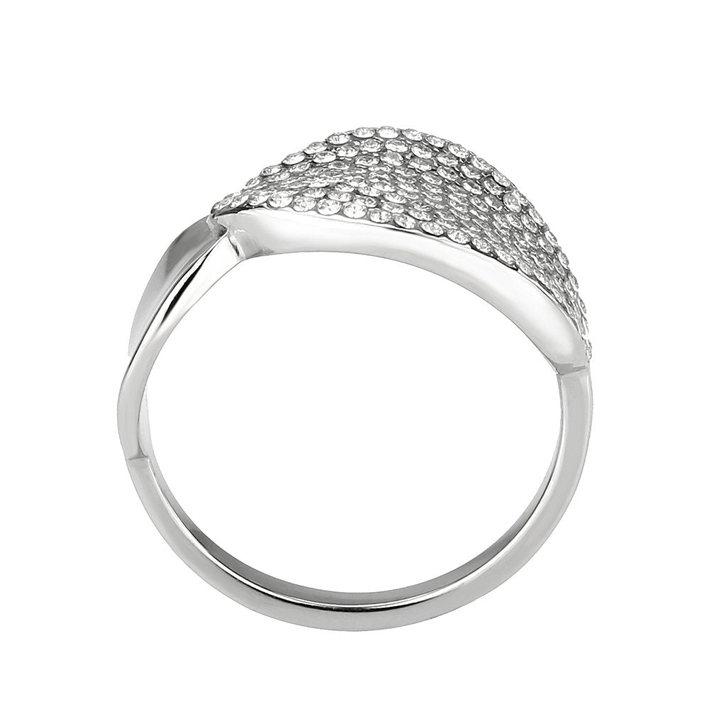 DA388 - High polished (no plating) Stainless Steel Ring with AAA Grade CZ in Clear-1