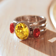 Kaela Cocktail Ring - Stainless Steel, AAA CZ , Multi Color - TK095-0
