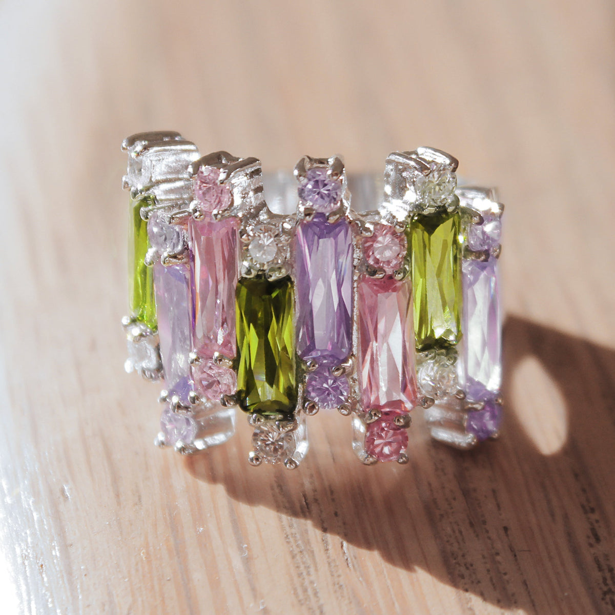 Kora Cocktail Ring - 925 Sterling Silver, AAA CZ , Multi Color - 37611-0