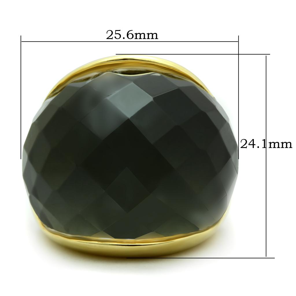 LO1172 - Gold Brass Ring with Precious Stone Conch in White-1