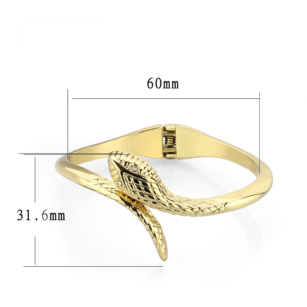 LO2140G - Flash Gold Plated Snake Bangle with Top Grade Crystals-1
