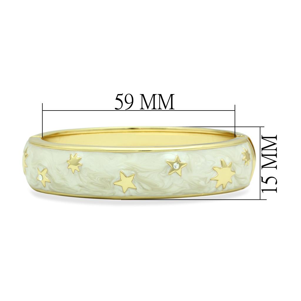 LO2146 - Flash Gold White Metal Bangle with Top Grade Crystal  in Clear-1