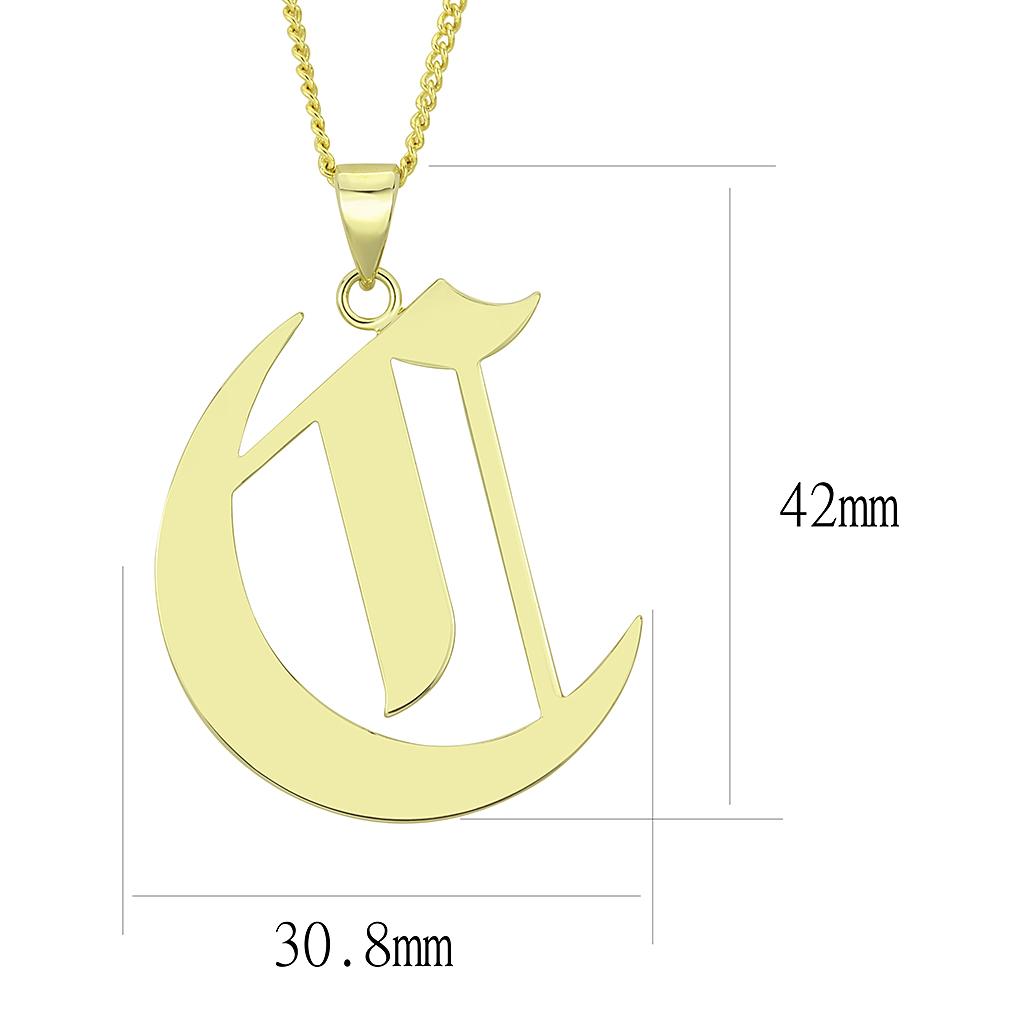 LO228 - Gold Brass Chain Pendant with No Stone-1
