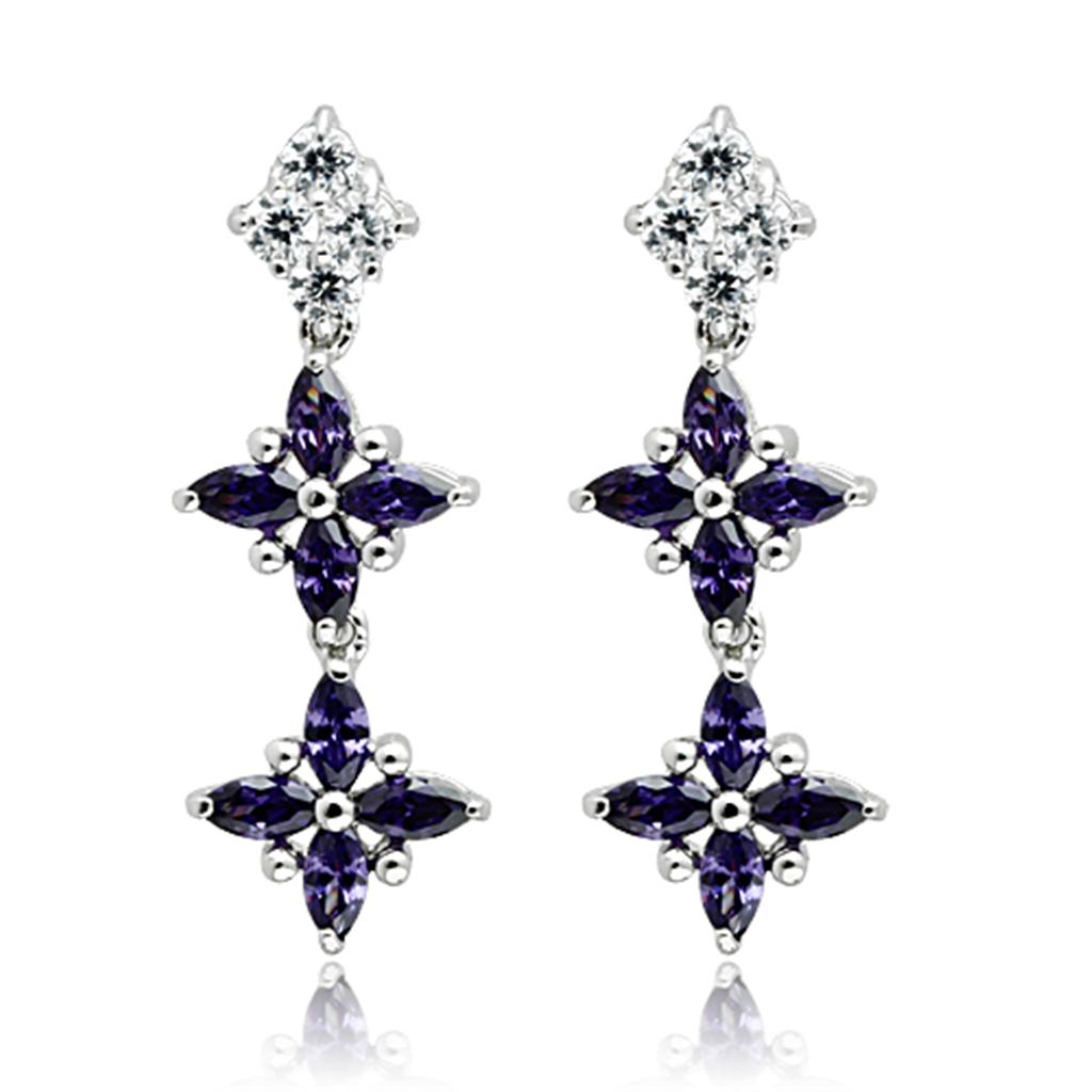 LO2324 - Rhodium Brass Jewelry Sets with AAA Grade CZ  in Amethyst-1