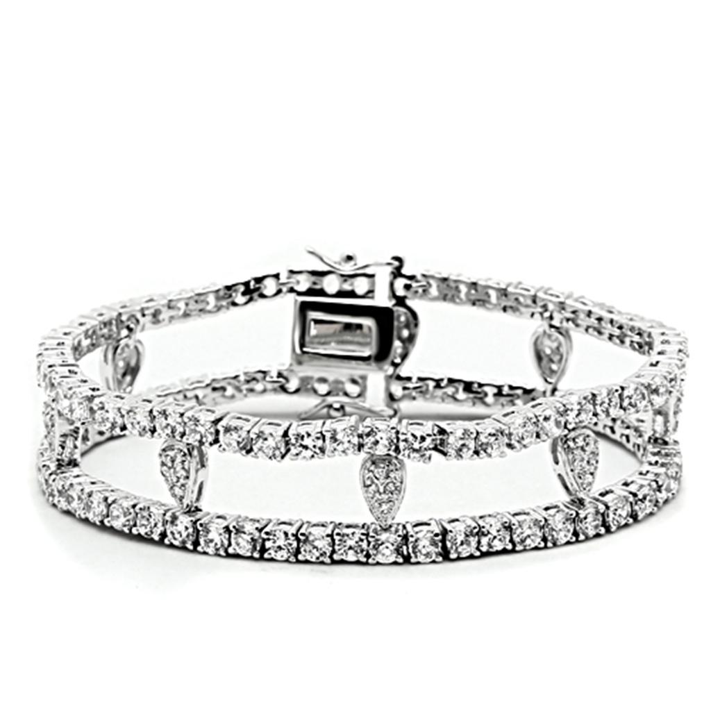 LO2428 - Rhodium Brass Jewelry Sets with AAA Grade CZ  in Clear-2
