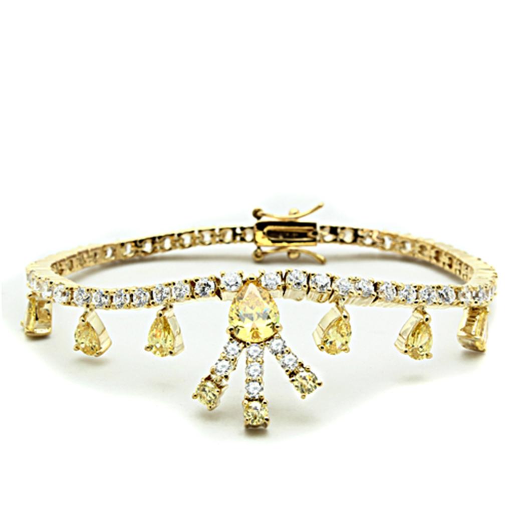 LO2429 - Gold Brass Jewelry Sets with AAA Grade CZ  in Topaz-2