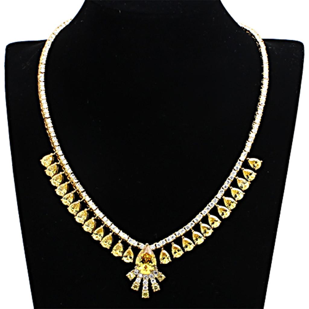 LO2429 - Gold Brass Jewelry Sets with AAA Grade CZ  in Topaz-3
