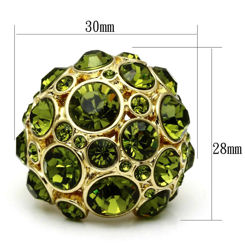 LO2544 - Gold Brass Ring with Top Grade Crystal  in Olivine color-1