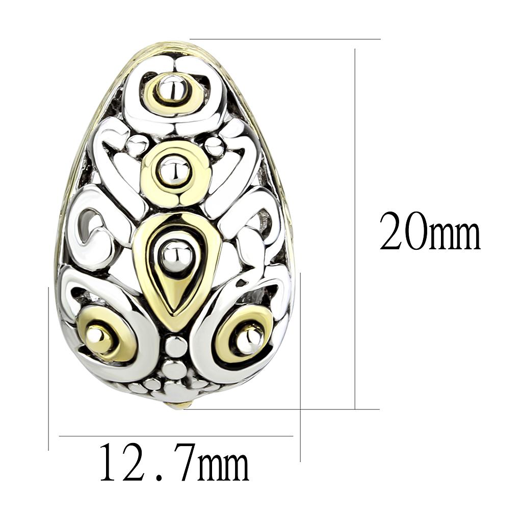 LO256 - Gold+Rhodium Brass Earrings with No Stone-1