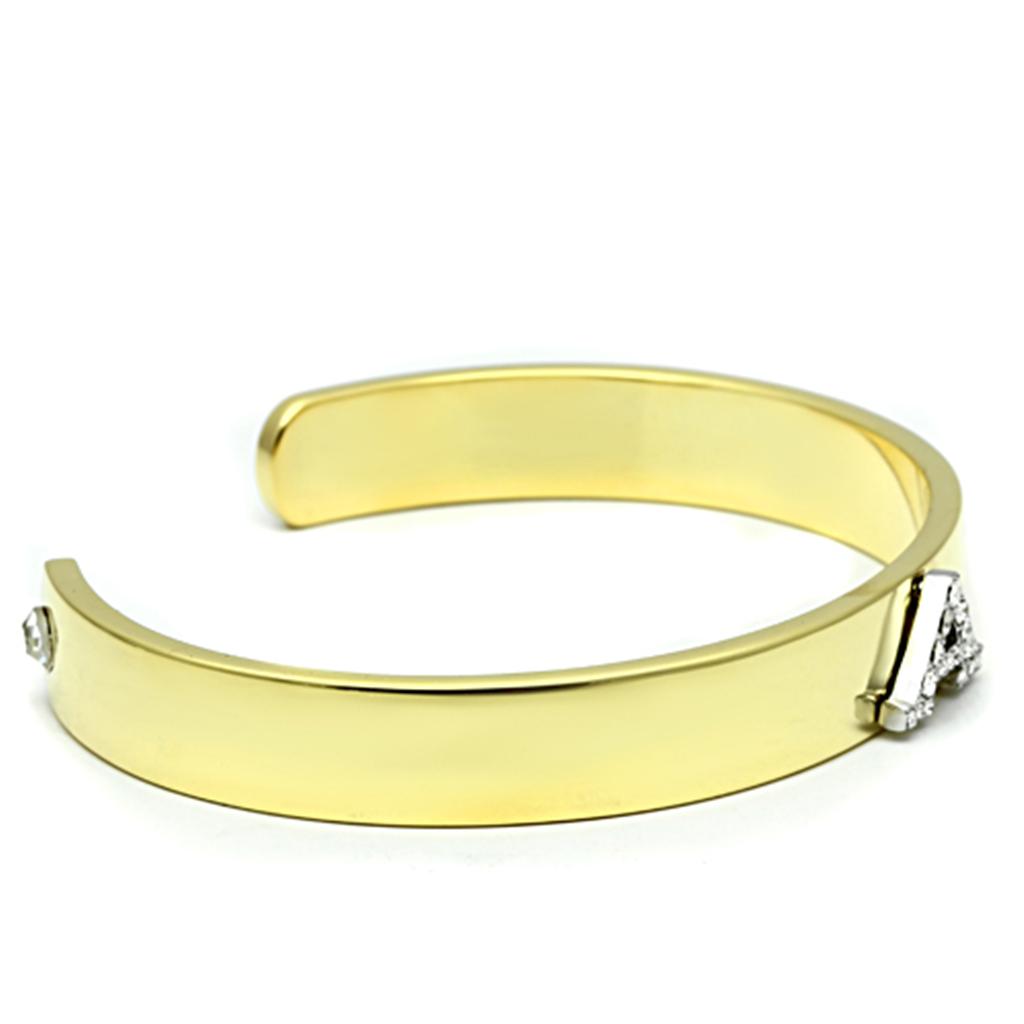 LO2570 - Gold+Rhodium White Metal Bangle with Top Grade Crystal  in Clear-2
