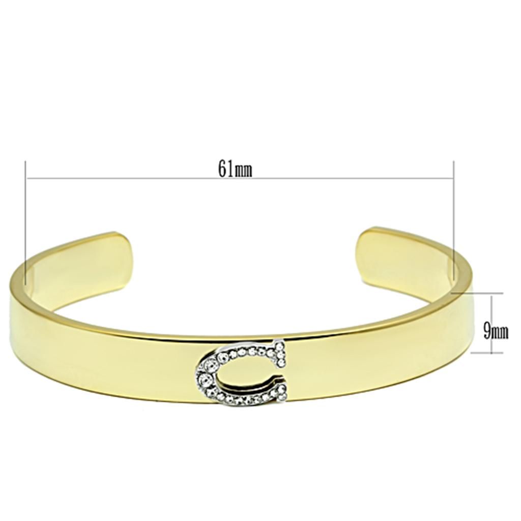 LO2572 - Gold+Rhodium White Metal Bangle with Top Grade Crystal  in Clear-1