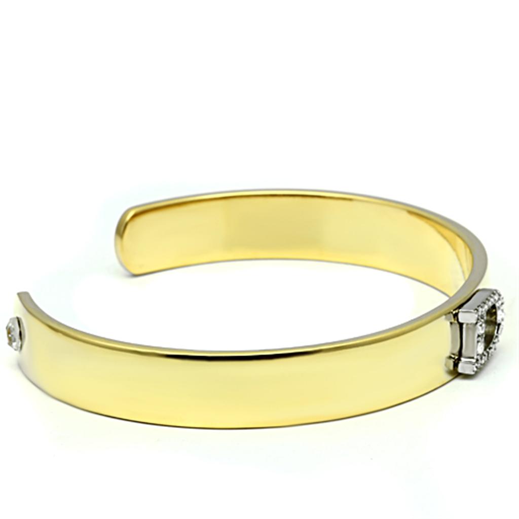 LO2573 - Gold+Rhodium White Metal Bangle with Top Grade Crystal  in Clear-2