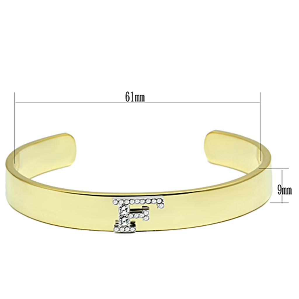 LO2575 - Gold+Rhodium White Metal Bangle with Top Grade Crystal  in Clear-1